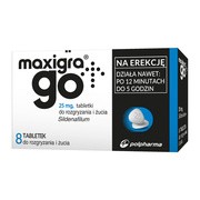 Maxigra Go, 25 mg, tabletki do rozgryzania i żucia, 8 szt.