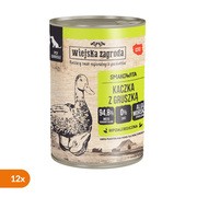 Zestaw 12 x Wiejska Zagroda Kaczka z gruszką, mokra karma dla psa, 400 g