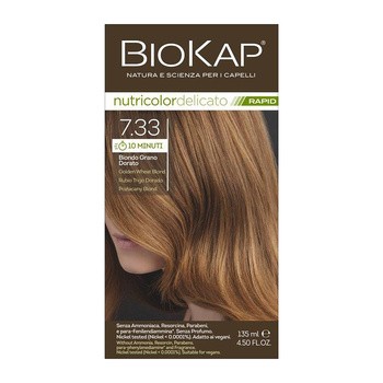 Biokap Nutricolor Delicato Rapid, farba do włosów 7.33 pozłacany blond, 135 ml
