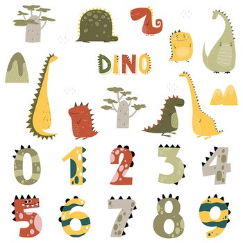 Sipo, Naklejki na ścianę dla dzieci, Cyfry Dino, 1 szt.
