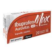Ibuprofen Max Aurovitas, 400 mg, kapsułki miękkie, 20 szt. https://azcdn.doz.pl/image/d/product/d89b1138-scale-180x180.png