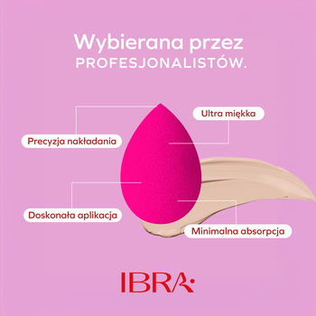 Ibra Makeup Blender Sponge, gąbeczka do makijażu, różowa, 1 szt.