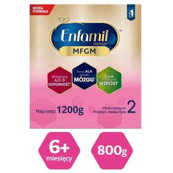 Enfamil Premium MFGM 2 mleko modyfikowane, następne, w proszku,  1200 g (3 x 400 g)