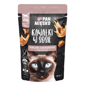 Pan Mięsko, karma mokra dla kota, kurczak z przepiórką, 85 g