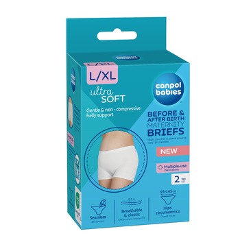 Canpol Babies, majtki dla kobiet w zaawansowanej ciąży i po porodzie, rozmiar L/XL, kolor biały, 2 szt.
