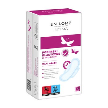 Enilome Healthy Beauty Intima, podpaski klasyczne ze skrzydełkami, maxi, 16 szt.