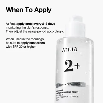 Anua, BHA 2% Gentle Exfoliating Toner, delikatny tonik złuszczający do twarzy z 2% BHA, 150 ml