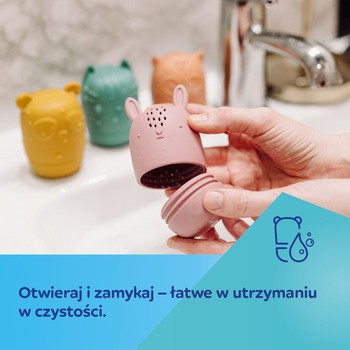Canpol Babies, zestaw odkręcanych zabawek silikonowych do kąpieli, 4 szt.