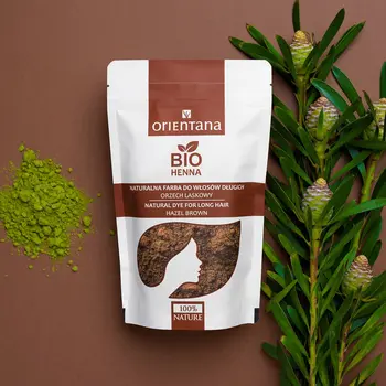 Orientana Bio Henna, naturalna farba do włosów długich, orzech laskowy, 100 g