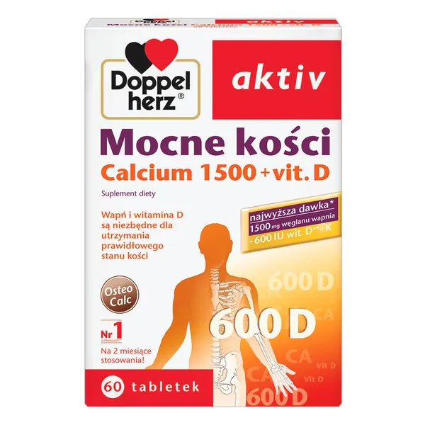 DoppelherzaktivMocnekości,Calcium1500+witaminaD,tabletki,60szt.