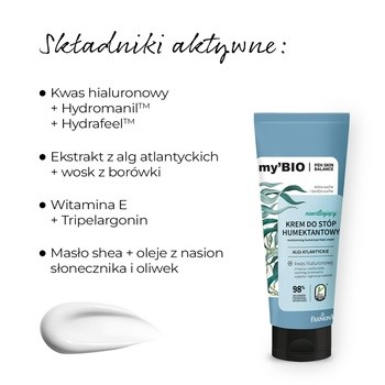 my'BIO, nawilżający krem do stóp, humektantowy, 100 ml