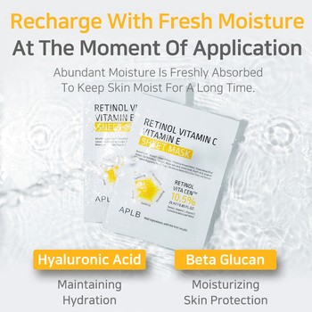 APLB Retinol Vitamin C Vitamin E Sheet Mask, maska w płachcie na twarz z retinolem oraz witaminami C i E, 25 ml