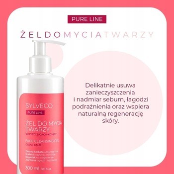 Sylveco Pure Line, oczyszczająco-kojący żel do mycia twarzy, 300 ml