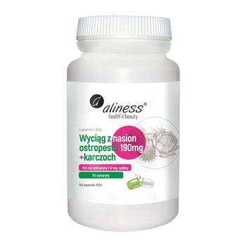 Aliness Ekstrakt z nasion ostropestu 190 mg + karczoch, kapsułki, 100 szt.