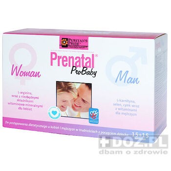 Prenatal ProBaby Woman+Man, proszek, 15 saszetek + 15 saszetek