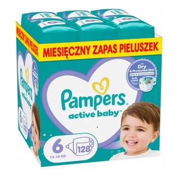 Pampers Active Baby 6 (13-18 kg), pieluszki, 128 szt.