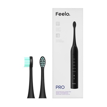 Zestaw Feelo Pro, szczoteczka soniczna black z etui, 1 szt. + końcówki Soft do szczoteczki sonicznej, 2 szt.