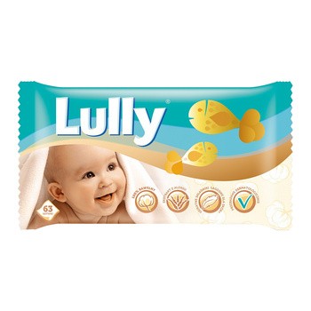 Lully, chusteczki nawilżane dla niemowląt i dzieci, 100% bawełna, 63 szt.