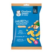 Gerber Snacks, Chrupeczki kukurydziane orzechowe, 12 m+, 28 g        