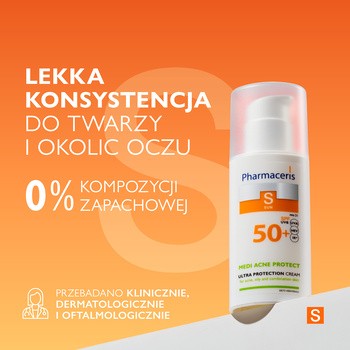 Pharmaceris S Medi Acne Protect, ultra ochronny krem do twarzy i okolic oczu SPF 50+, 50 ml