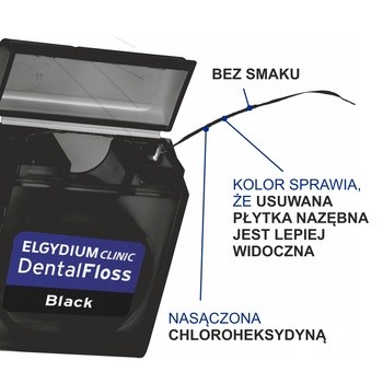 Elgydium Clinic Dental Floss, nić dentystyczna czarna, 50 m