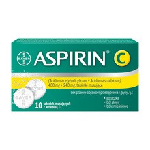 Aspirin C, 400 mg + 240 mg, tabletki musujące, 10 szt.
