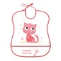 Canpol Babies, śliniak zmywalny miękki CUTE ANIMALS kotek, różowy, 1 szt.