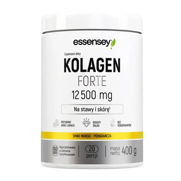 Коллаген Essensey Forte 12500 мг, для суставов и кожи, порошок, манго-апельсин, 400 г