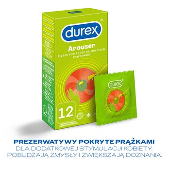 Durex Arouser, prezerwatywy prążkowane, 12 szt.