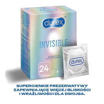 Durex Invisible, prezerwatywy supercienkie dla większej bliskości, 24 szt.