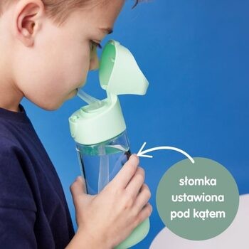 B.BOX, bidon dla dziecka, butelka na wodę ze słomką tritanowy, Blue Slate, 9 m+, 450 ml