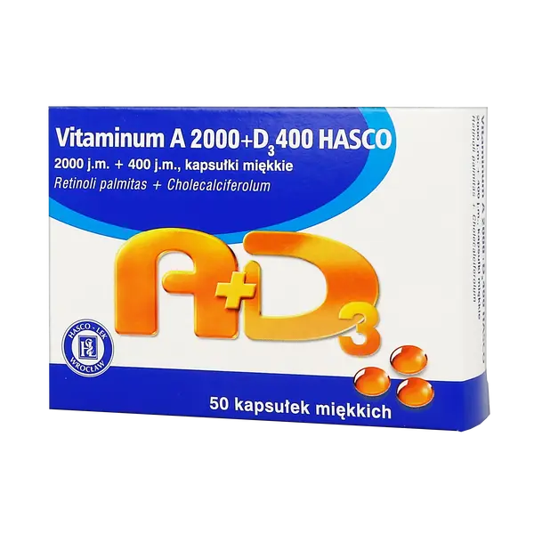Vitaminum A+D3 2000 j.m. + 400 j.m. 50 kapsułek [HASCO]