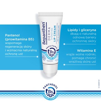 Bepanthen Derma Hydrating Lip Cream, nawilżająco-ochronny krem do ust, 7,5 ml