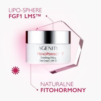 Agenity MenoPerfect 3°, łagodzący krem wypełniający na dzień SPF 20, 50 ml