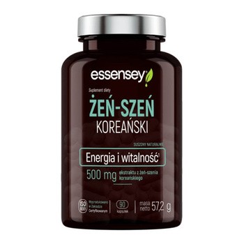 Essensey Żeń-szeń koreański, Energia i witalność, kapsułki, 90 szt.