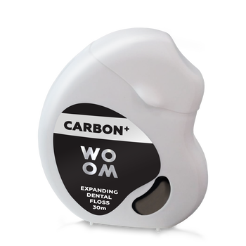 WOOM Carbon+, pęczniejąca nić dentystyczna z węglem aktywnym, 30 m