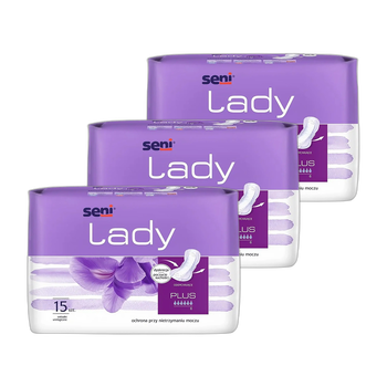 Zestaw 3 x Seni Lady, wkładki urologiczne, plus, 15 szt.
