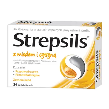 Strepsils z miodem i cytryną pastylki 24 szt [RECKITT BENCKISER]