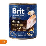 Zestaw 6 x Brit Premium by Nature, pełnoporcjowa karma mokra dla psów dorosłych wszystkich ras, smak rybny z rybią skórą, 800 g