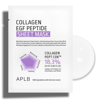 APLB Collagen EGF Peptide Sheet Mask, maska w płachcie do twarzy z kolagenem i peptydami EGF, 25 ml