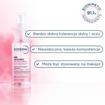 Bioderma Sensibio AR+ SOS, mgiełka łagodząca przeciw zaczerwienieniom, 70 ml