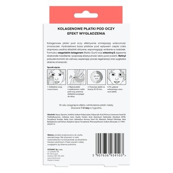 L`Biotica, kolagenowe płatki pod oczy, wygładzenie zmarszczek, 3 x 2 szt.