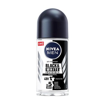 Nivea Men Invisible Original Black & White, antyperspirant dla mężczyzn, roll-on, 50 ml