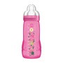 MAM Baby Bottle Pattern, butelka ze smoczkiem, szybki przepływ, różowa, 4 m+, 330 ml