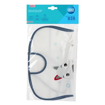 Canpol Babies, śliniak zmywalny miękki CUTE ANIMALS piesek, szary, 1 szt.