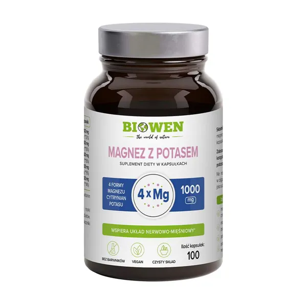 Magnez z Potasem 82mg + Potas 400mg 100 kapsułek [Biowen] - Biowen