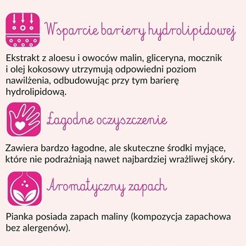 Sylveco dla dzieci 3+, malinowa pianka do rąk, 290 ml