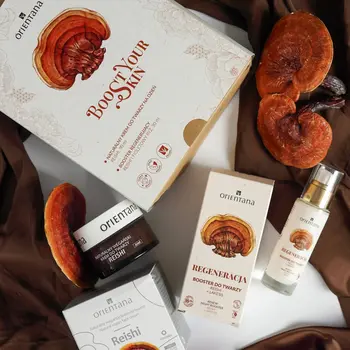 Orientana Reishi zestaw boost your skin, booster rozświetlający, 30 ml + krem do twarzy na dzień, 50 ml
