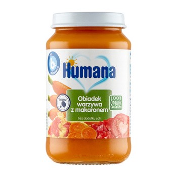 Humana 100% Organic Obiadek, warzywa z makaronem, po 6. m-cu., 190 g