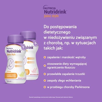 Nutridrink Juice Style, płyn, smak gruszki i kwiatu bzu, 4 x 200 ml